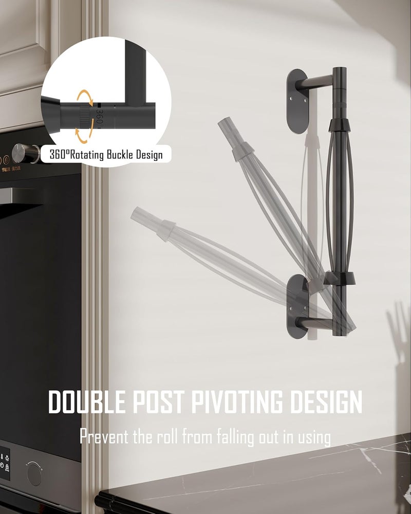 BATHDANCE Paper Towel Holder Under Cabinet, Single Hand Operable Roll Holder with Damping Effect,No Drilling or Wall Mounted SUS304 Stainless Steel for Kitchen Bathroom (Matte Black) - Image 3